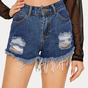 Ripped Denim Shorts