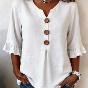 V Neck Cotton Shirt