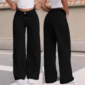 Draped Floor Straight-Leg Jeans