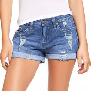 Stretchy Ripped Denim Shorts